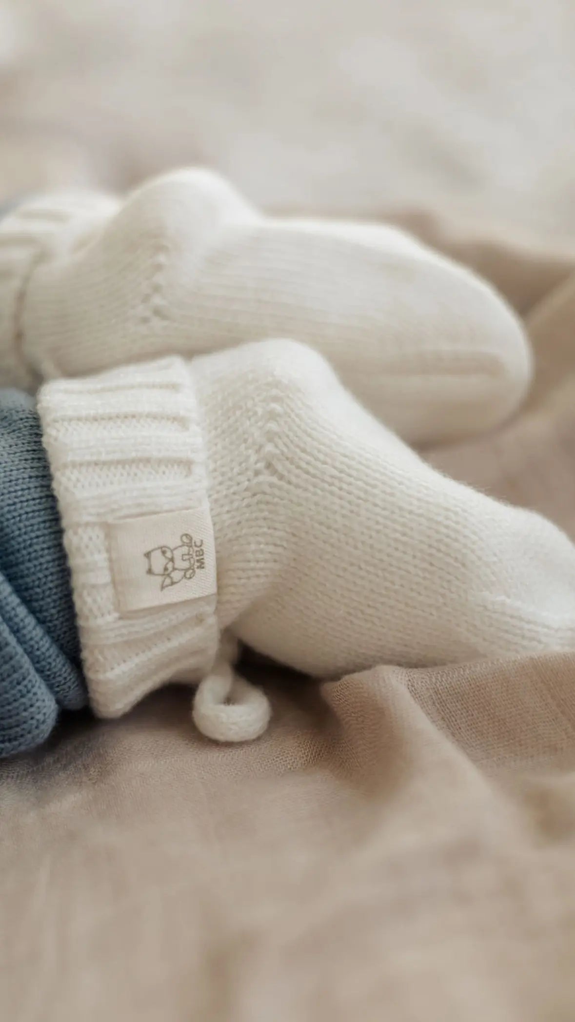 Merino/Cashmere babyslofjes Cream