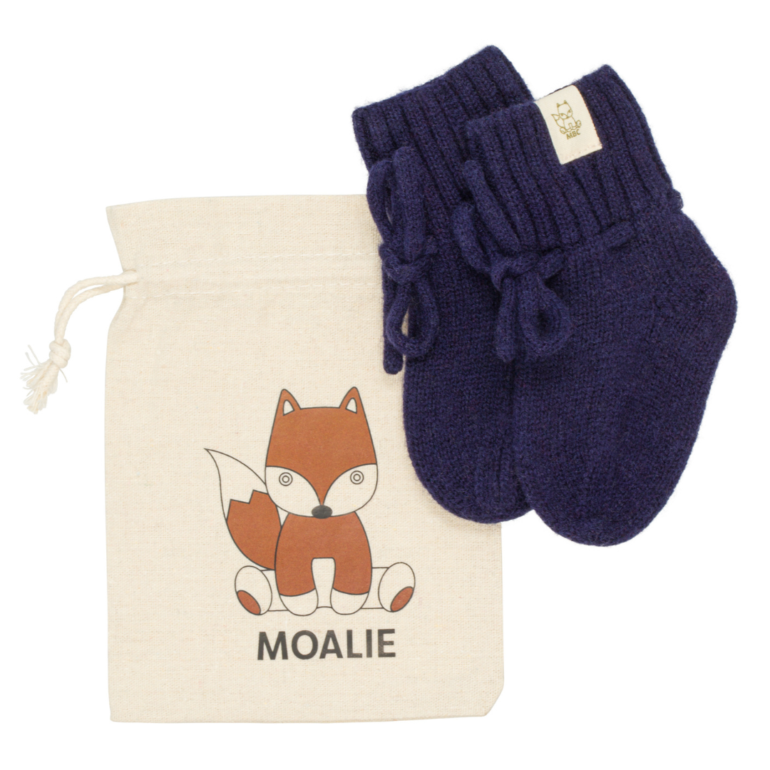 Merinowollen babyslofjes Navy – zacht, stijlvol & comfortabel blauw