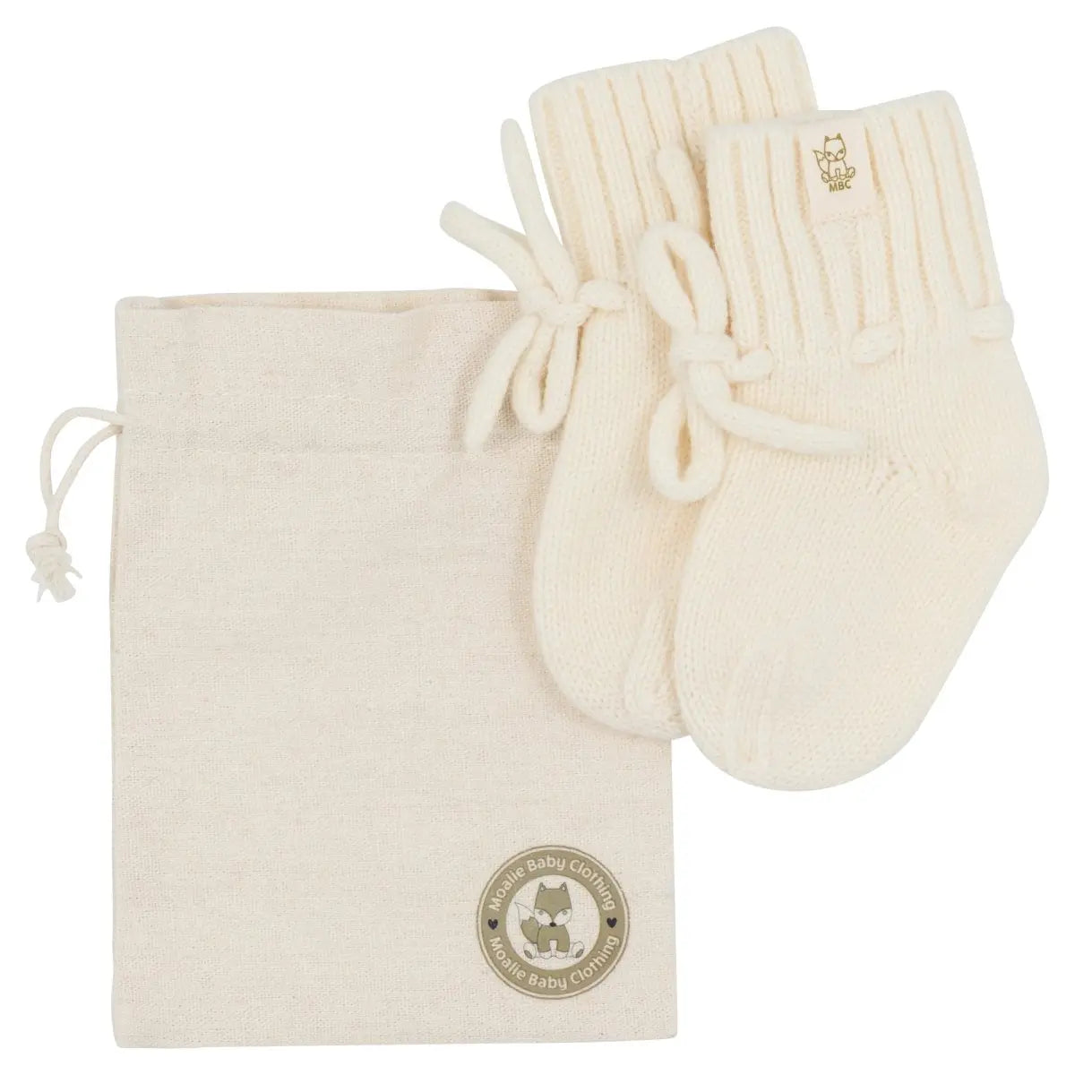 Baby slofjes Cream (Merinowol/Cashmere ) - Moalie