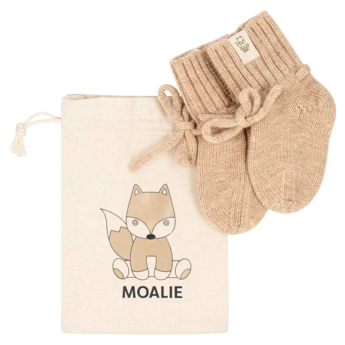 Merino wollen baby en peuter slofjes Beige - Moalie