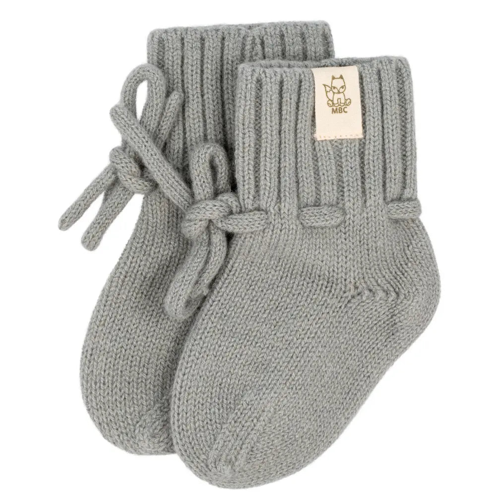 Merinowollen babyslofjes Grijs/Groen