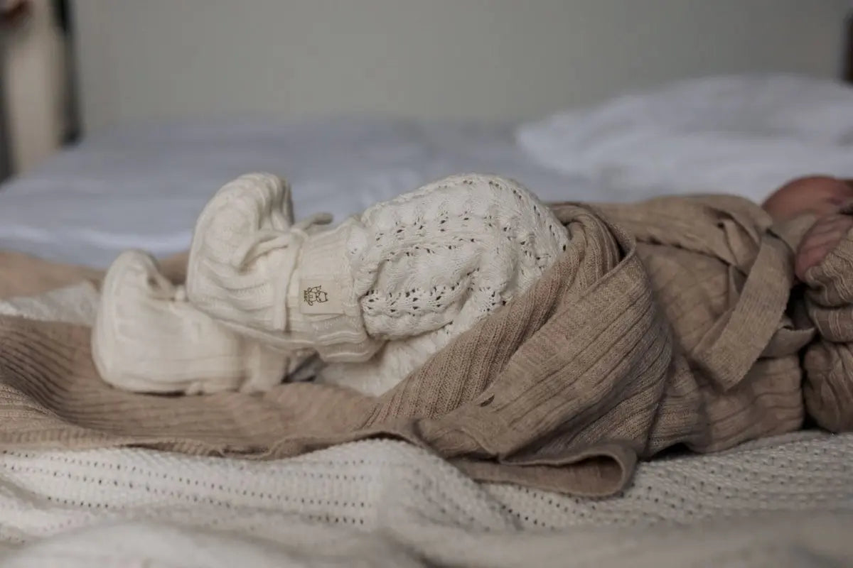 Merinowol & Cashmere Newborn Slofjes Cream - Moalie