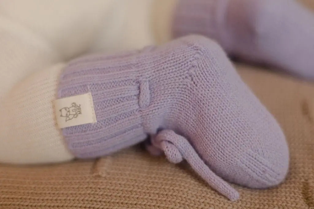 Merino wollen baby slofjes Lavender - Moalie