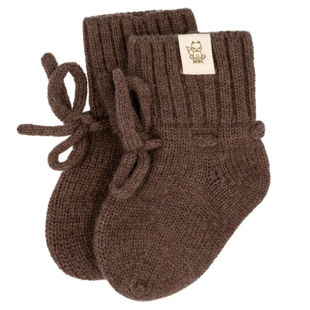 Merino wollen baby slofjes Mokka - Moalie