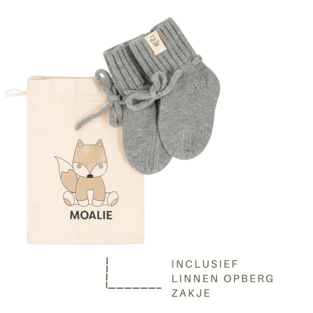Merinowollen babyslofjes Grijs/Groen