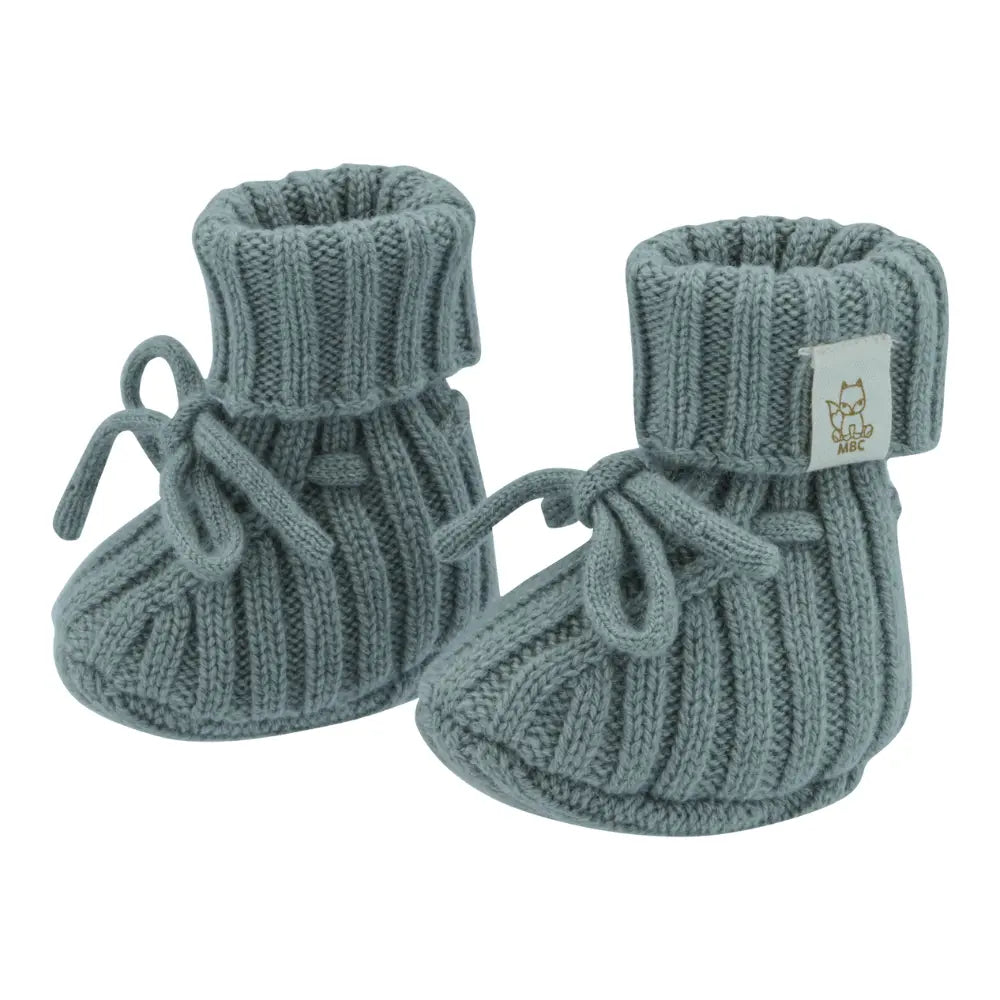 Newborn slofjes Merinowol/ Cashmere Sage- babyslofjes in vergijsd groen