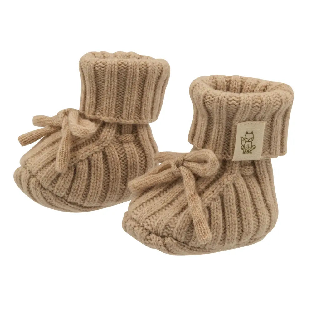 Newborn slofjes Merinowol/ Cashmere Sienna- babyslofjes in warm beige kleur
