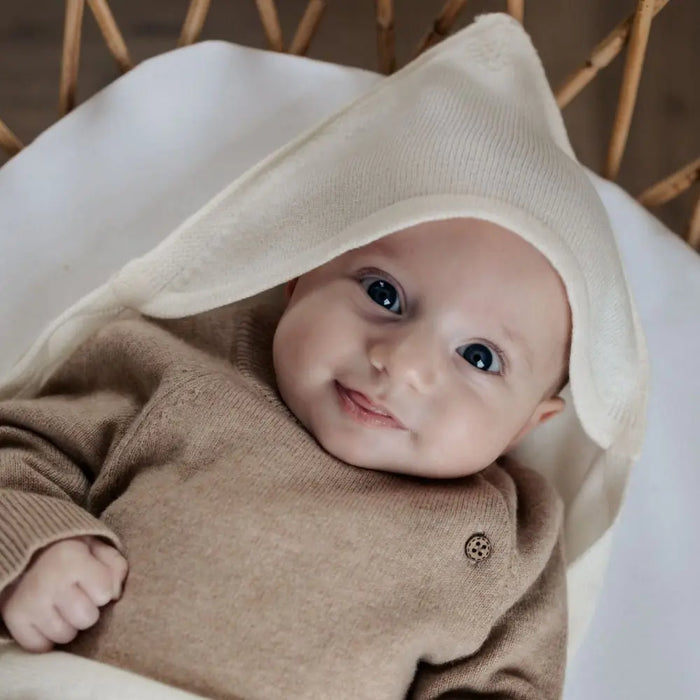 Merino babydeken Cream — wollen babydeken van 90% merinowol en 10% cashmere, 80x80 cm