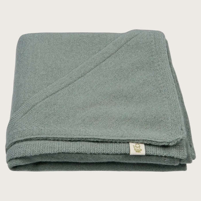 Merino babydeken Sage — saliegroen wollen babydeken van merinowol en cashmere, 80x80 cm