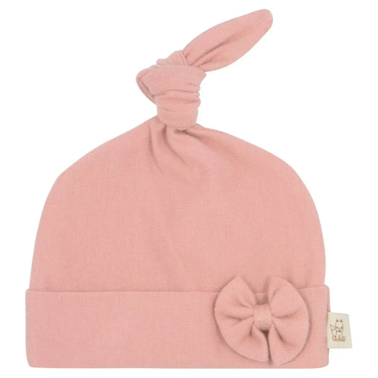 Baby Knopfmütze Schleife Misty Rose - Moalie