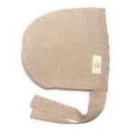 Baby bonnet merinowol beige met schulprand 