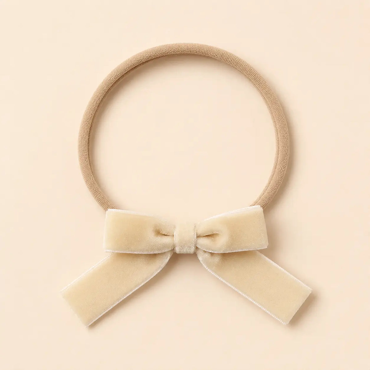 Baby haarband met fluwelen strikje- Buttercup Yellow