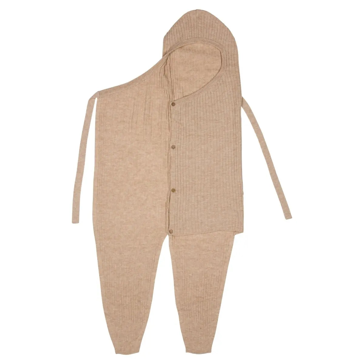 product foto van de wrap snuggle, half geopend waarop de knoopjes aan de binnenkant te zien zijn.