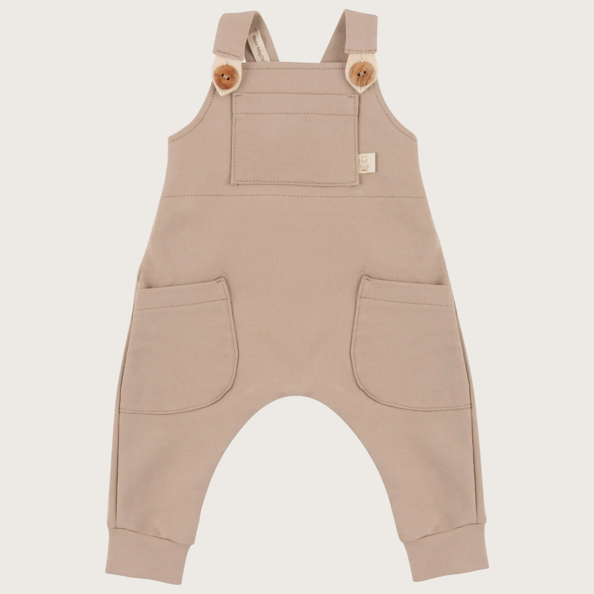 Baby tuinbroek/ salopette in zandkleur 
