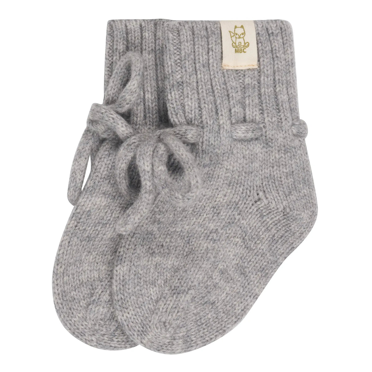 Babyslofjes merinowol en cashmere Stone grey  Grijs. Met koordje en Moalie logo