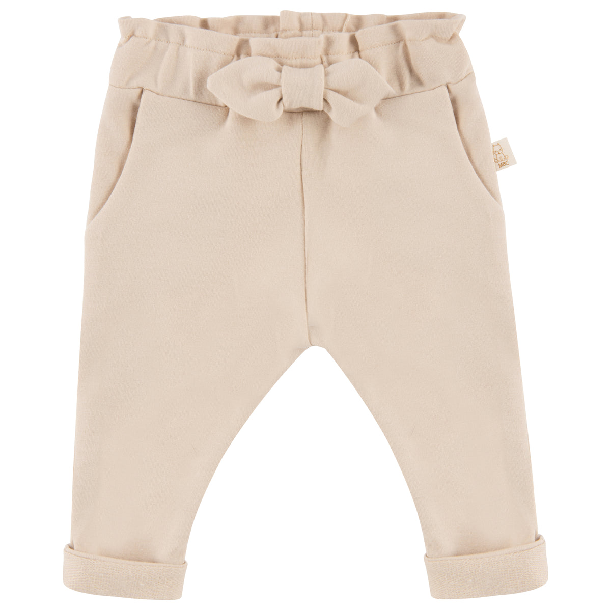 Beige baby broekje met strik