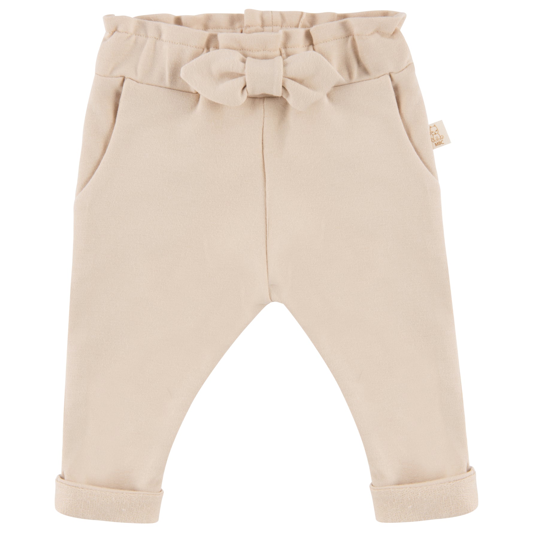 Beige baby broekje met strik