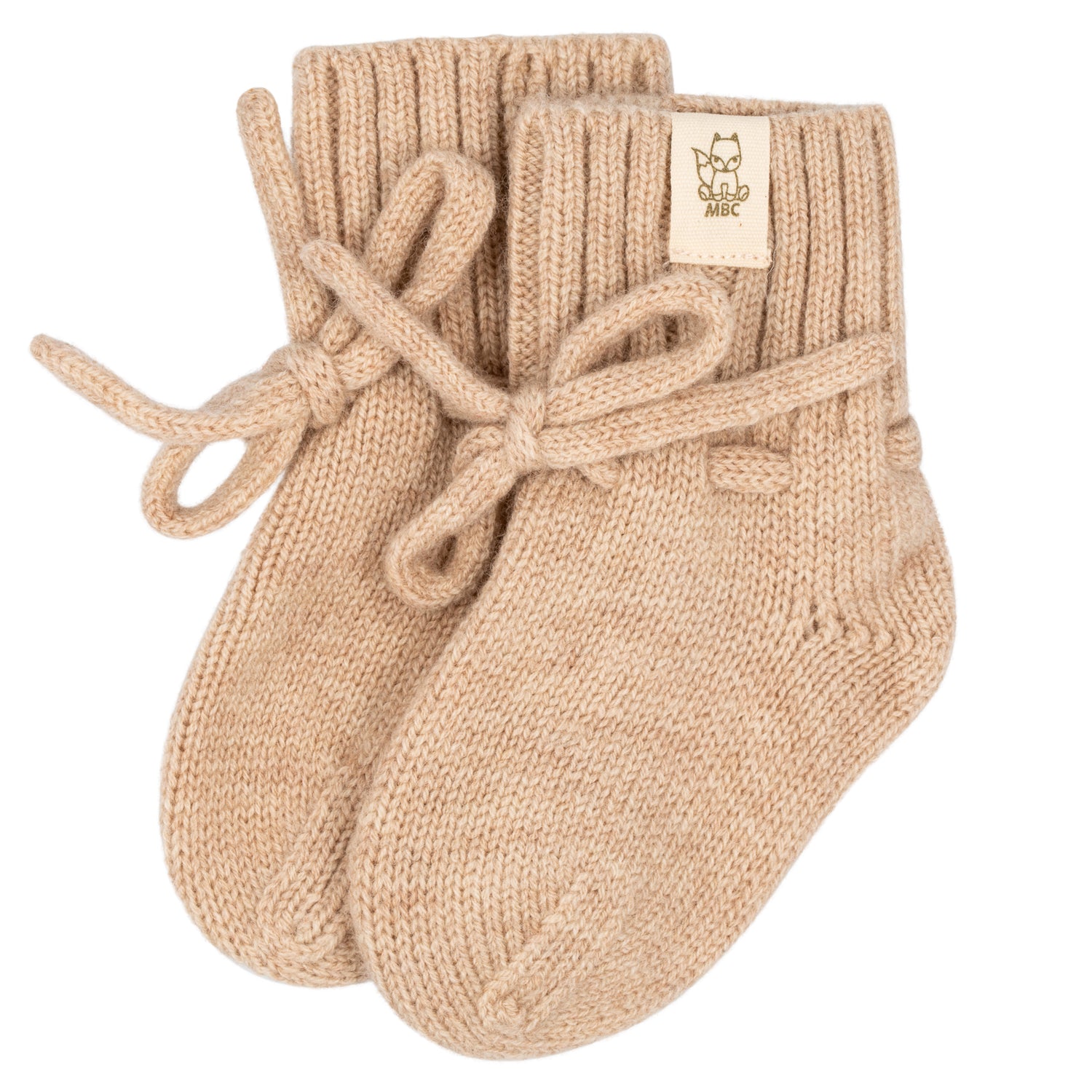 Beige merinowollen baby slofjes - Moalie