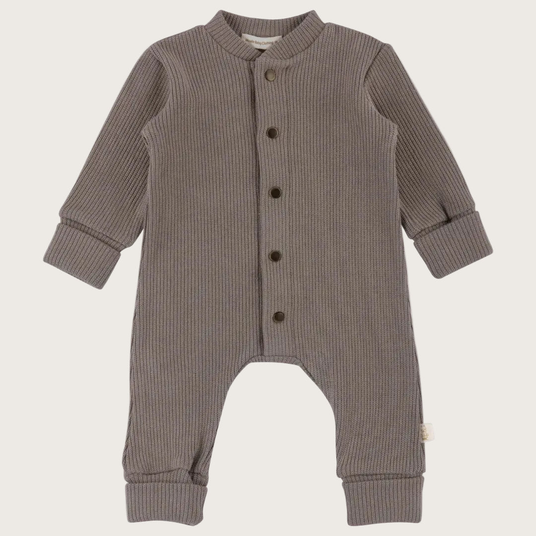 Boxpakje van taupe kleurig gebreid katoen 