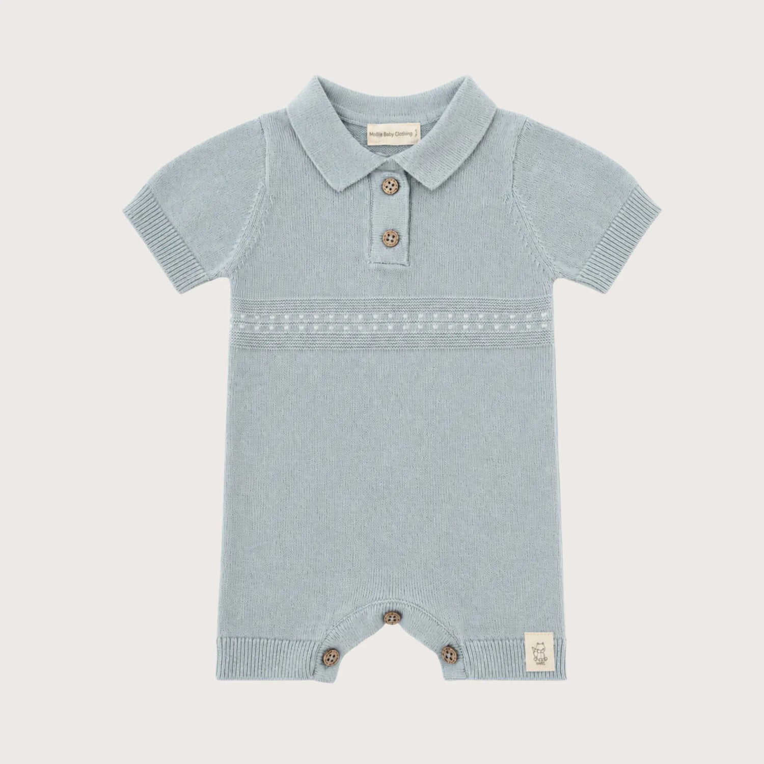 Knit Polo Jumpsuit- Grijs/Blauw
