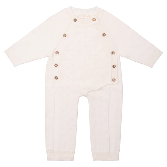 Creme kleurig boxpakje van merinowol en cashmere