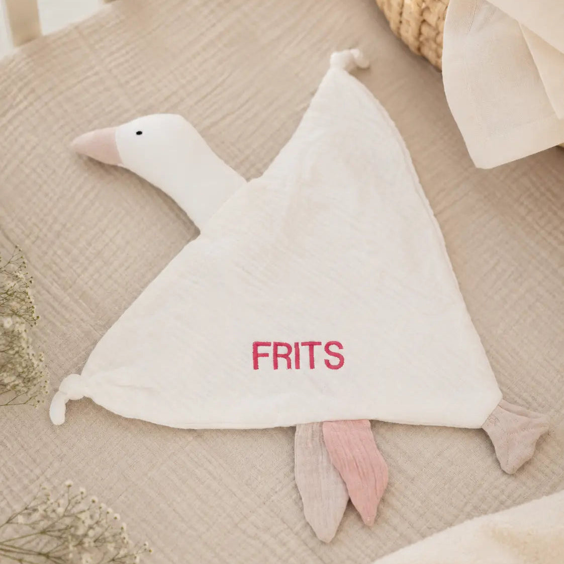Knuffeldoekje Gans geborduurd met naam