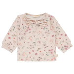 Lichtroze baby sweater met print van bloemen en vlinders 