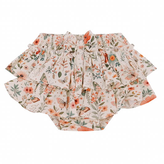 Gebloemd korte broekje met ruffles/ bloomers