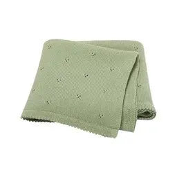 grüne Wiegendecke aus 100% Baumwolle - weiche Baby-Strickdecke