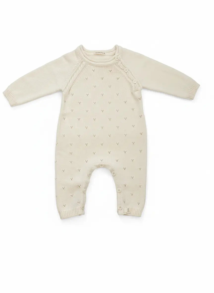 Gebreid pointelle boxpakje van wit katoen