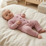 Gebreide jumpsuit oud roze voor baby's 