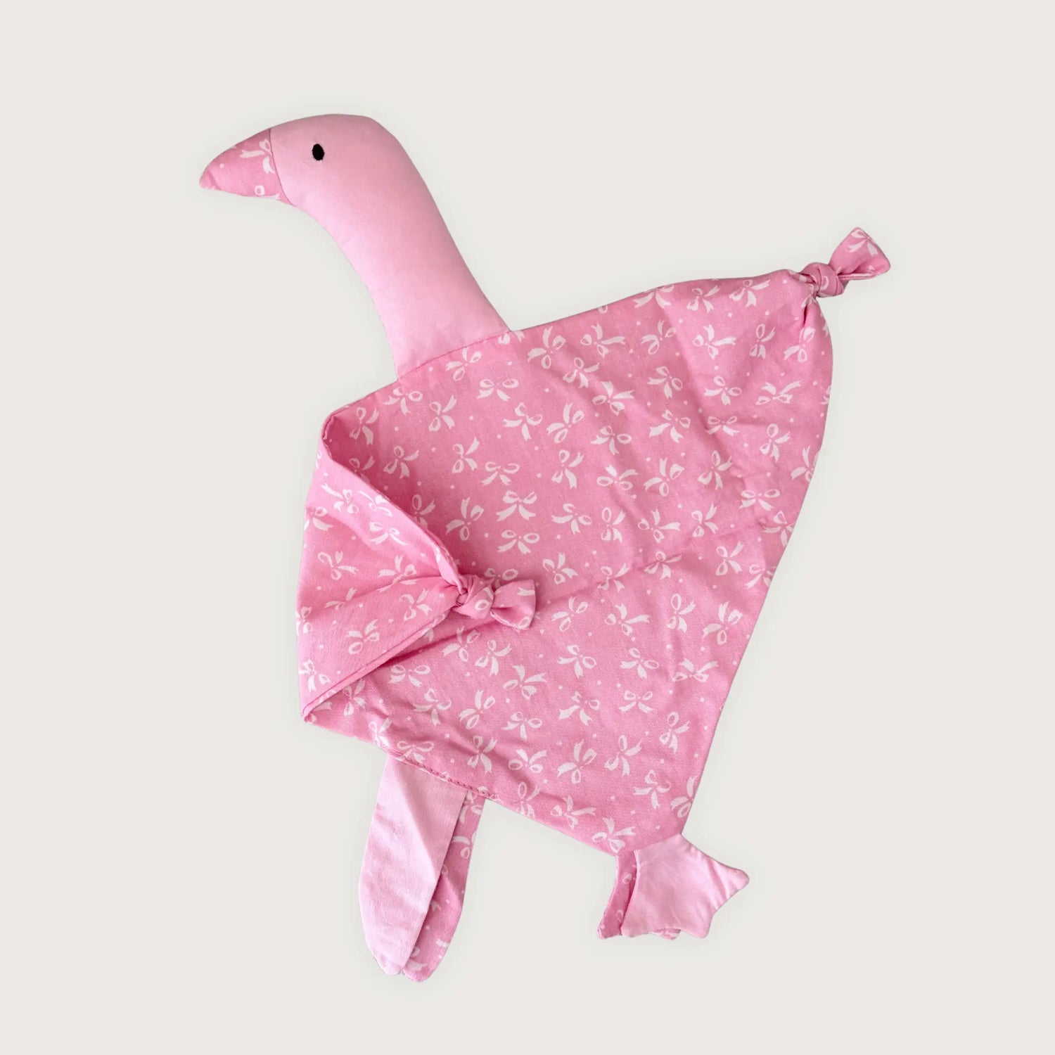 |Roze gans knuffeldoekje met strikjes print