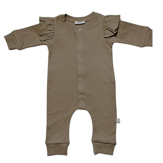 Jumpsuit Pointelle Rüsche Mokka - Moalie