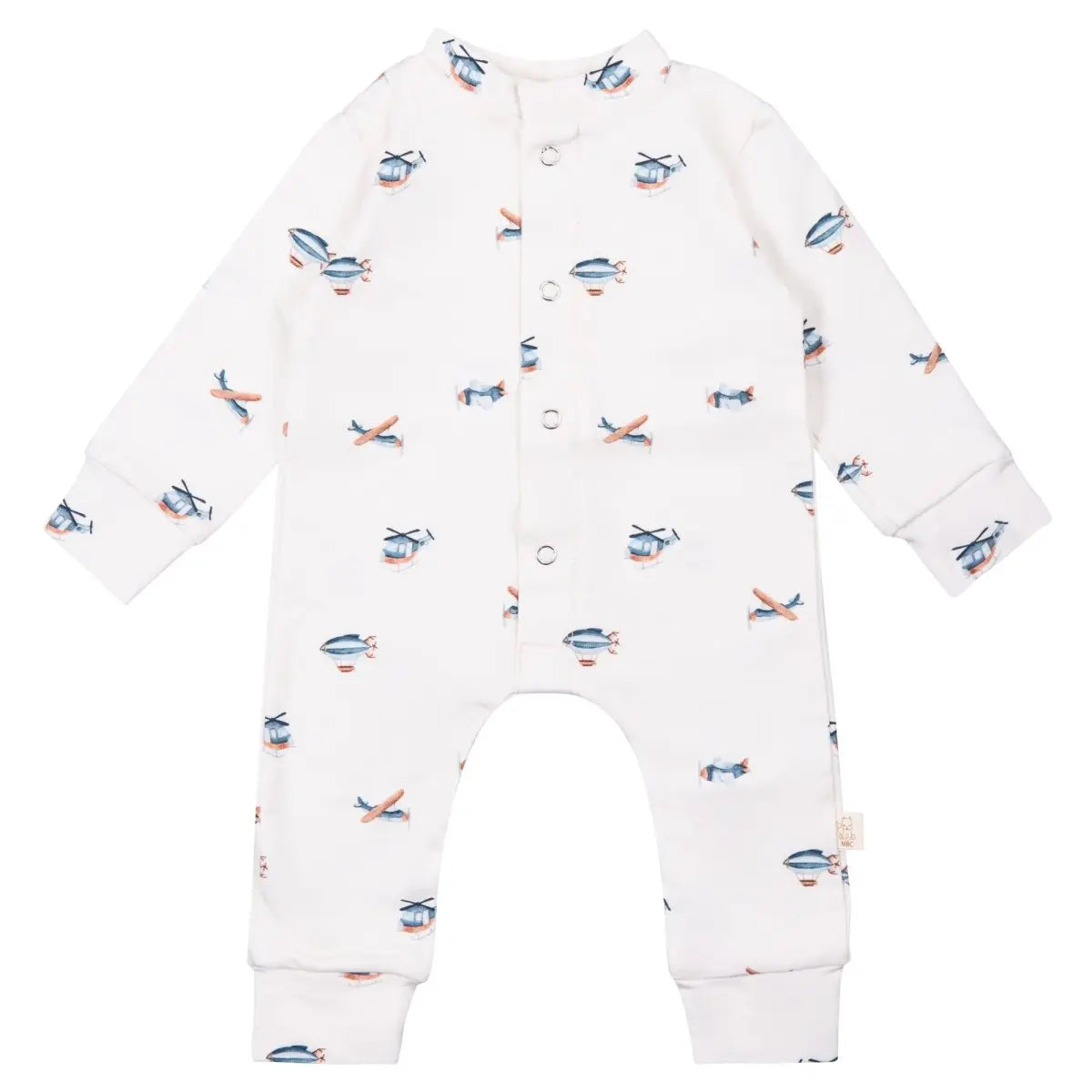 jongens boxpakje met vliegtuig en zeppenlin print