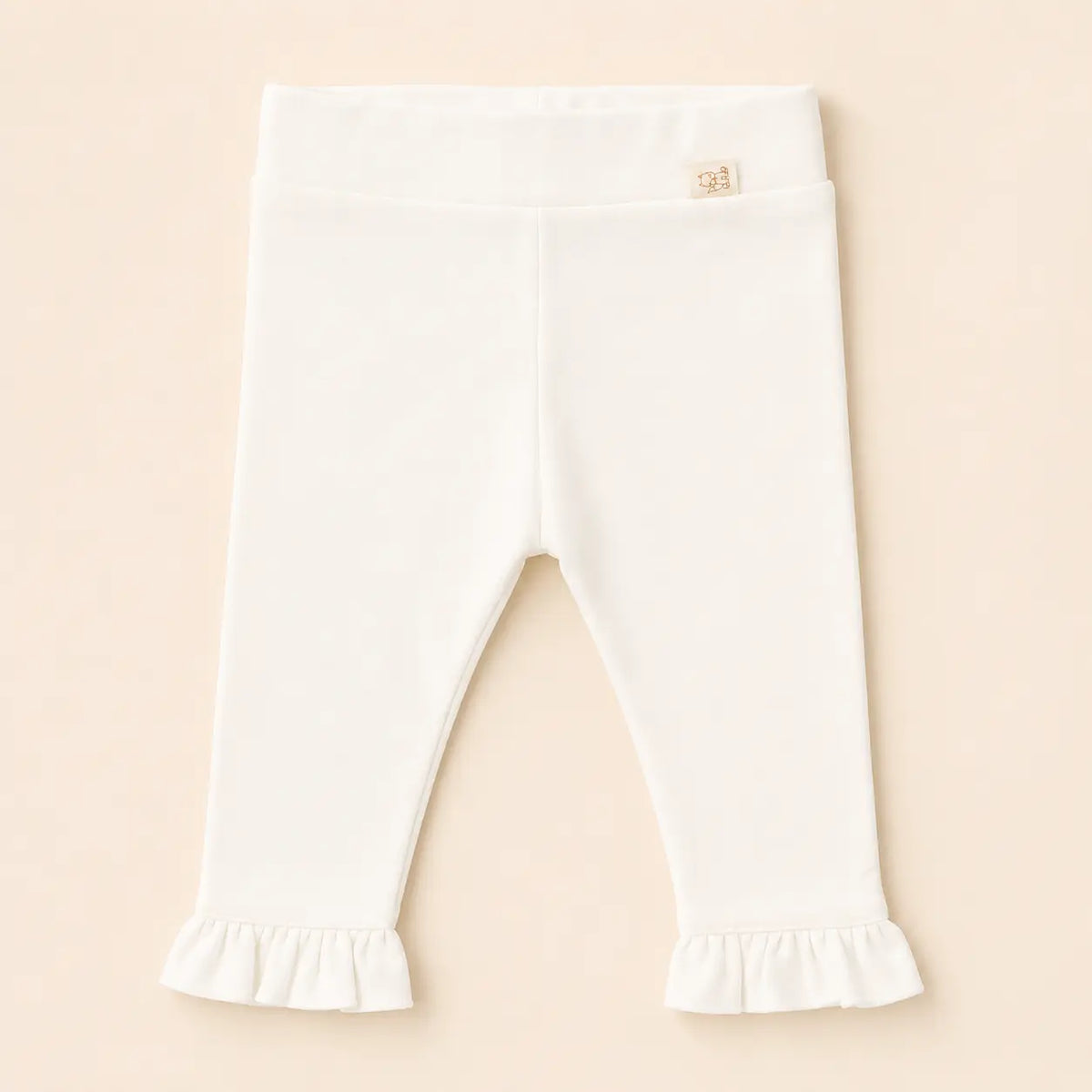 Katoenen baby legging off white met ruffles 