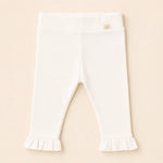Katoenen baby legging off white met ruffles 