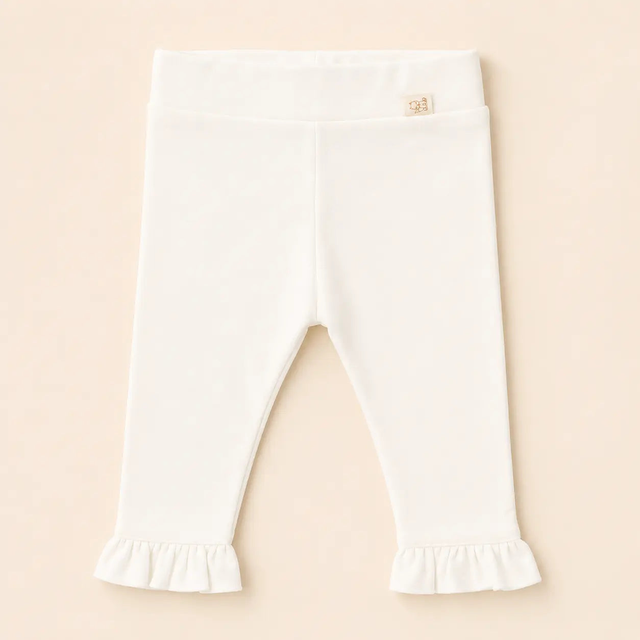 Katoenen baby legging off white met ruffles 