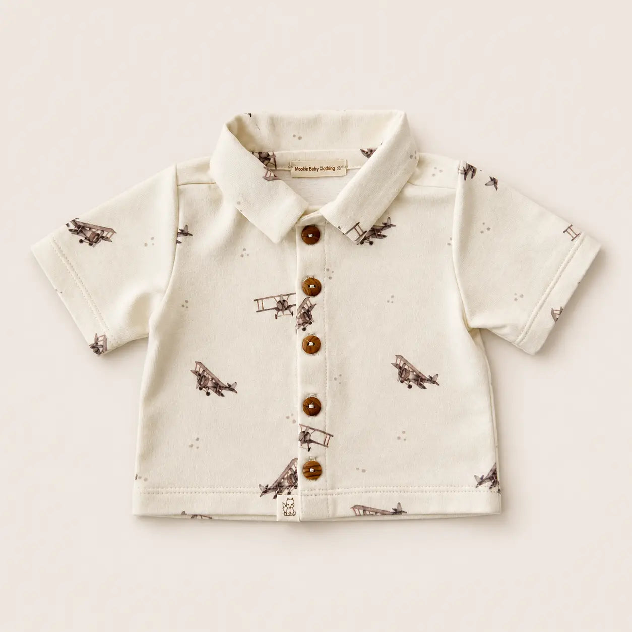 Katoenen baby polo shirt met vliegtuig print