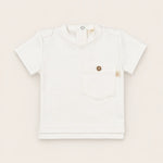 Katoenen off white baby en peuter t-shirt met zakje