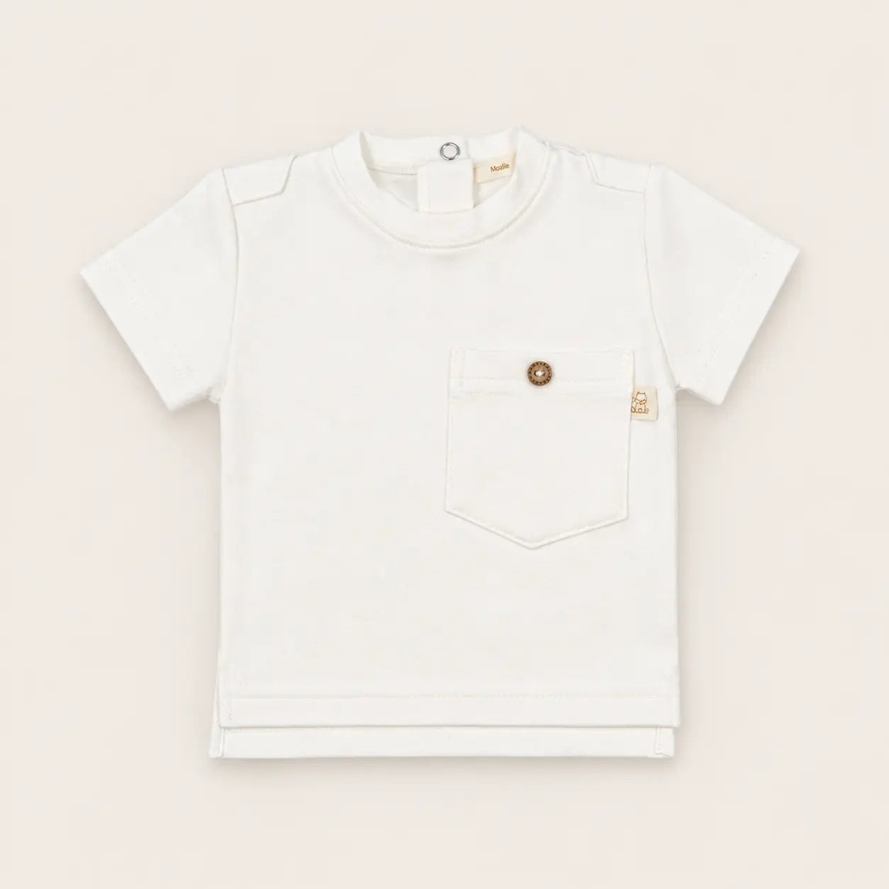 Katoenen off white baby en peuter t-shirt met zakje
