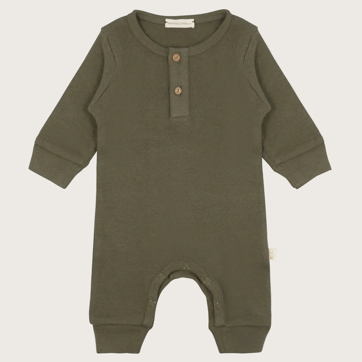 Baby jumpsuit leger groen met drukknoopjes 