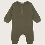 Baby jumpsuit leger groen met drukknoopjes 