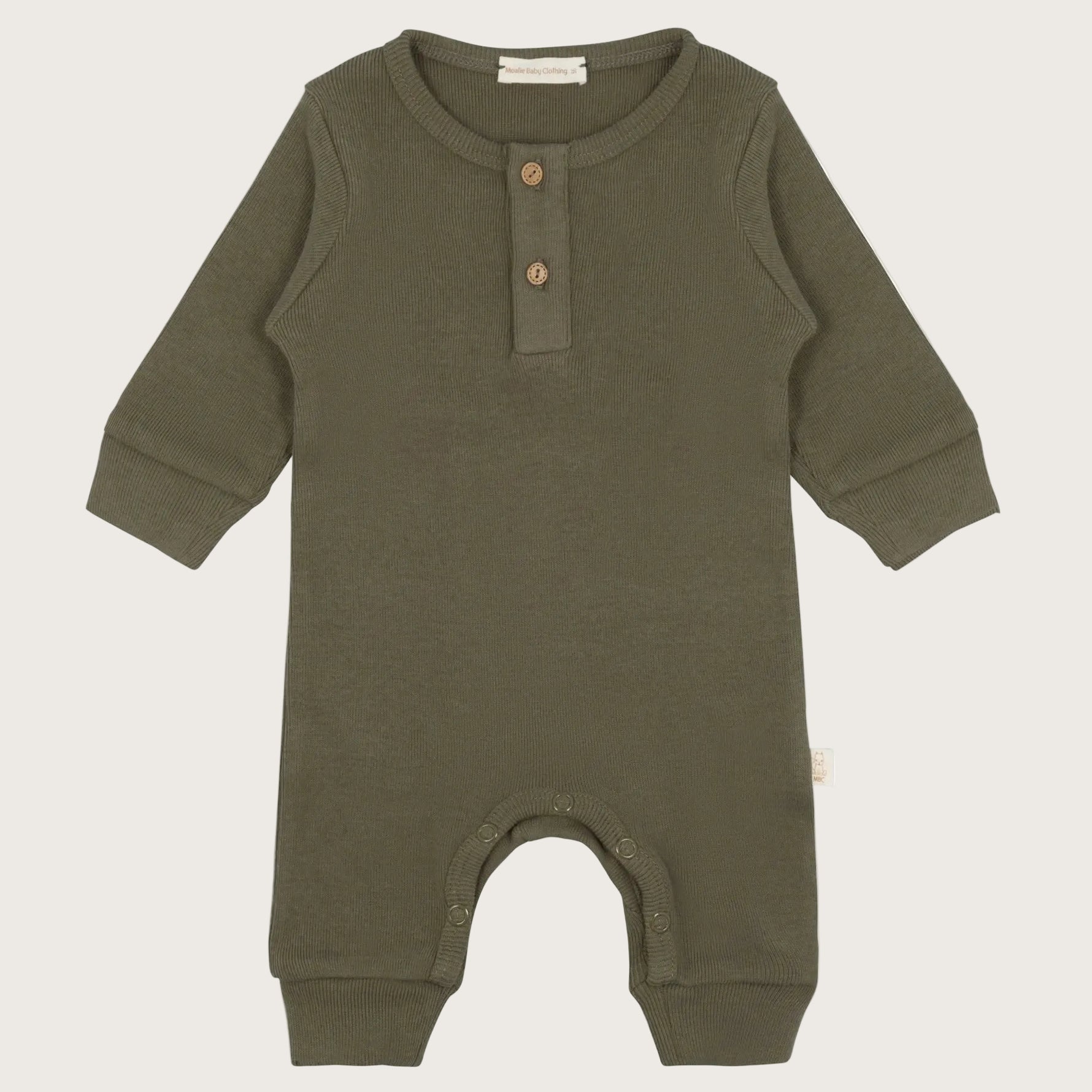 Baby jumpsuit leger groen met drukknoopjes 