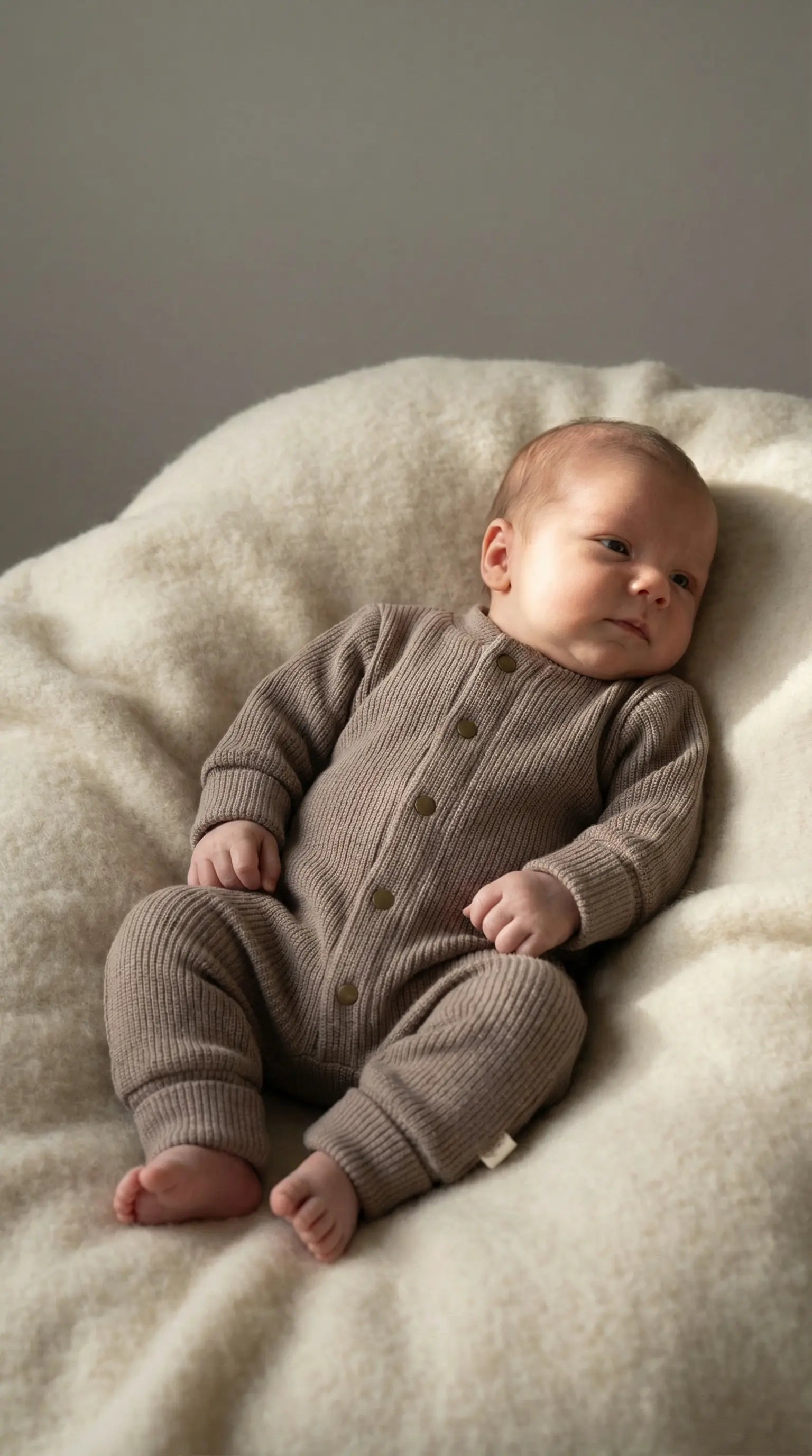 baby inKnitted baby jumpsuit - cotton- brown 