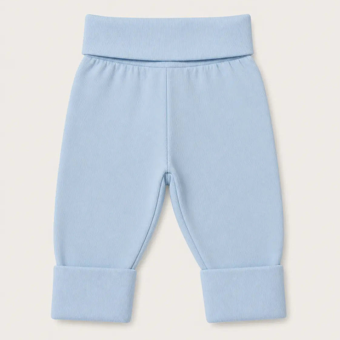 Licht blauw baby broekje met brede boorden