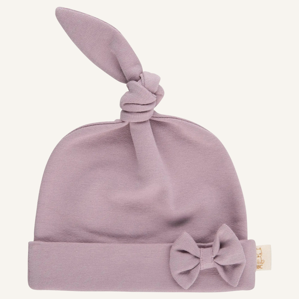 Product foto van Lila kleurig newborn mutsje met strikje