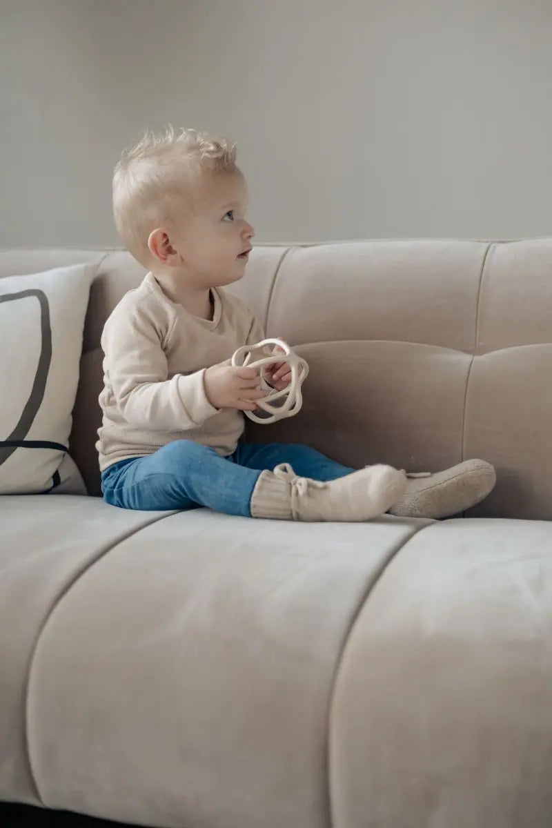 Baby- und Kleinkinderhausschuhe aus Merinowolle Beige - Moalie