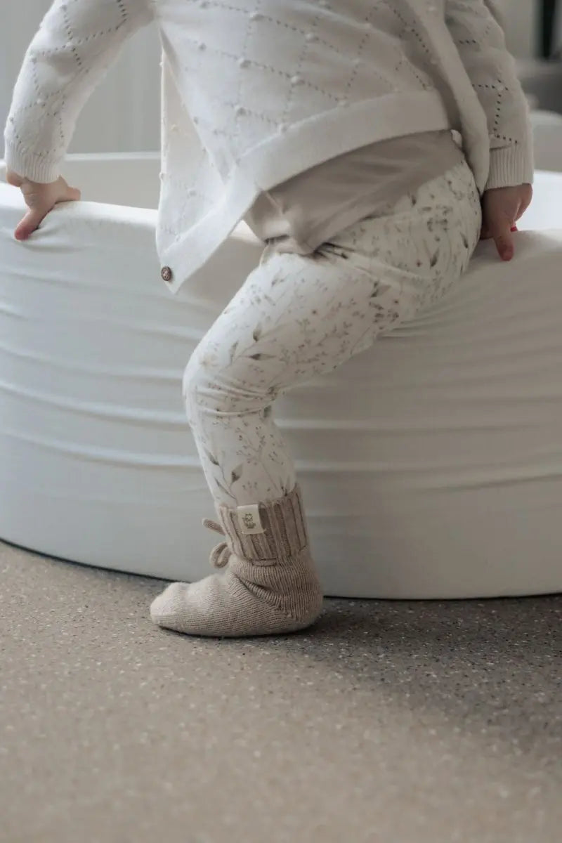 Baby- und Kleinkinderhausschuhe aus Merinowolle Beige - Moalie