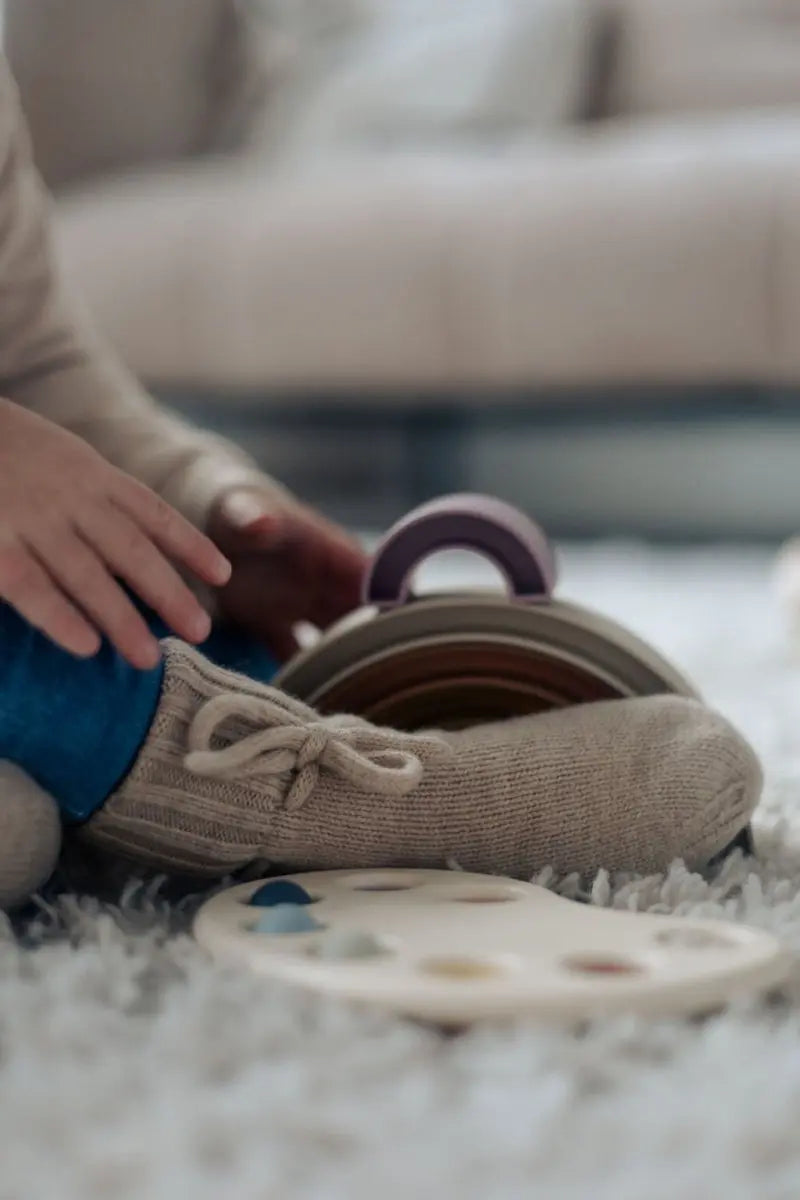 Baby- und Kleinkinderhausschuhe aus Merinowolle Beige - Moalie