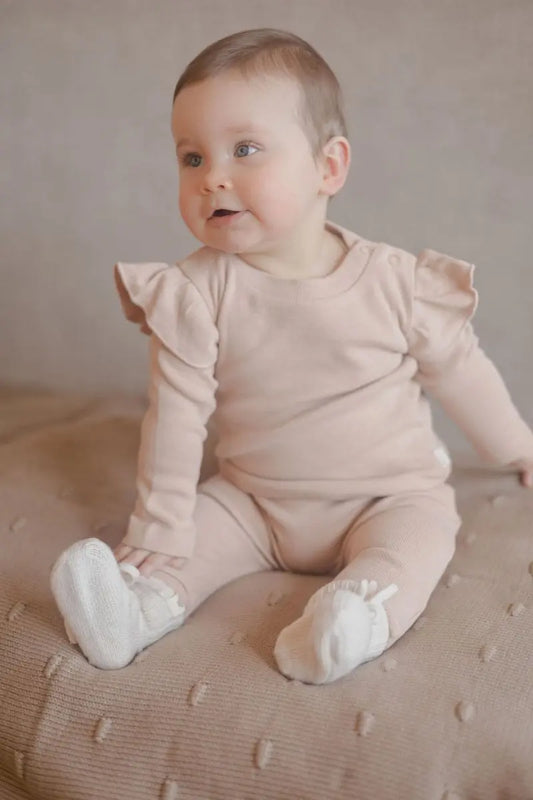 Merinowolle Baby Hausschuhe Ecru - Moalie